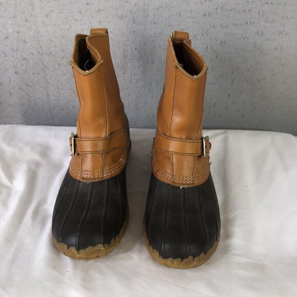 LL Bean Maine Hunting Shoe Boots Mens Size 8 Tan Brown Leather Duck Made USA - Picture 2 of 16